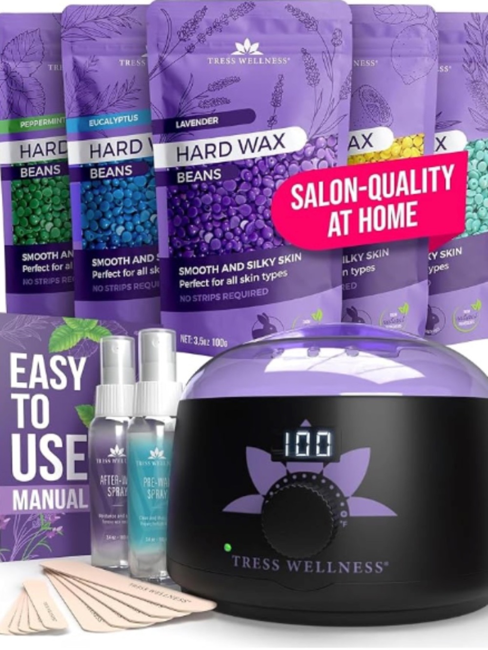 Tress Wellness Waxing Kit for Sensitive Skin Lavender Brand New